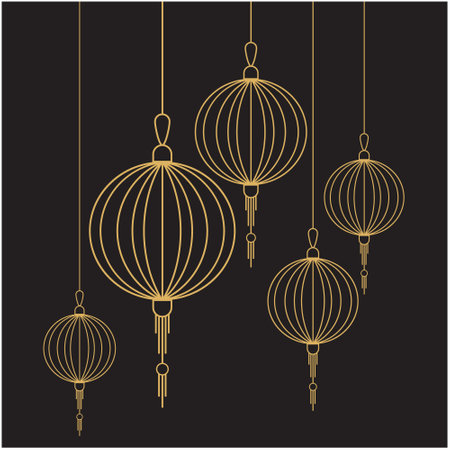 Lampion flat logo vector and symbol design templateのイラスト素材