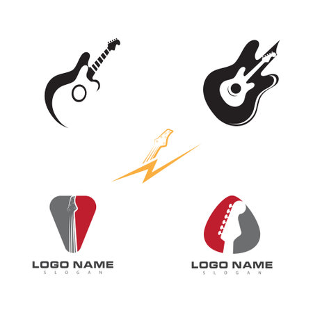 Guitar illustration logo design vector and symbolのイラスト素材