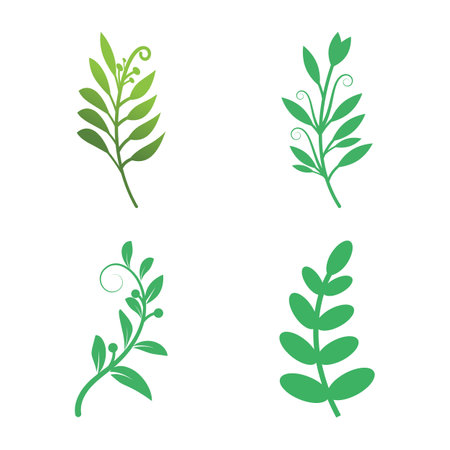 Green leaves Botanical logo vector and symbol designのイラスト素材