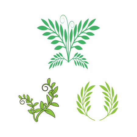 Green leaves Botanical logo vector and symbol designのイラスト素材