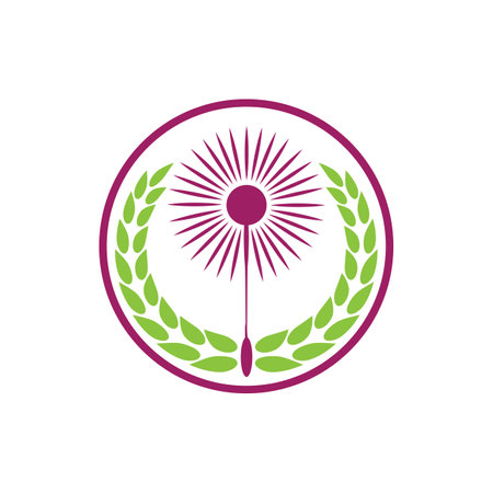 Dandelion flower logo vector and symbol templateのイラスト素材