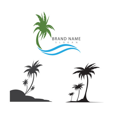 Palm tree summer logo and symbol template vector designのイラスト素材