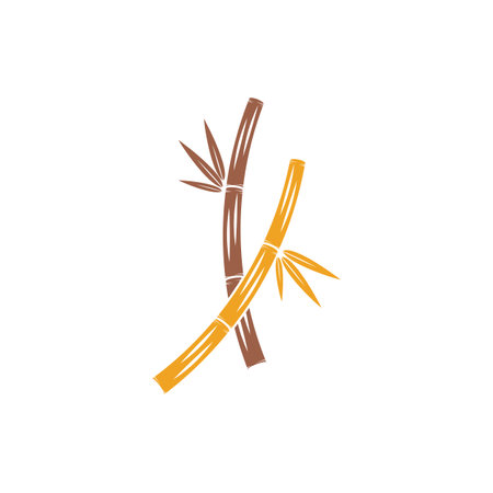Bamboo logo with green leaf vector icon templateのイラスト素材