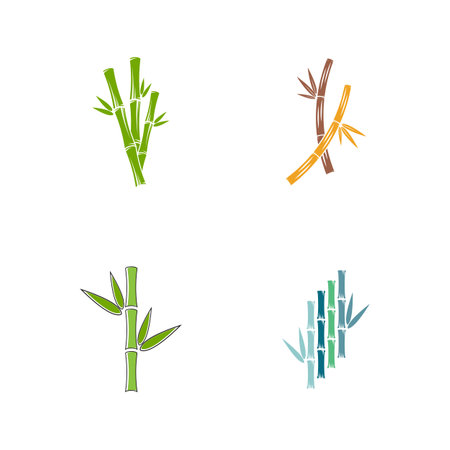 Bamboo logo with green leaf vector icon templateのイラスト素材
