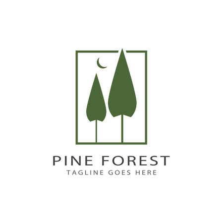 Pine tree illustration vector flat design templateのイラスト素材
