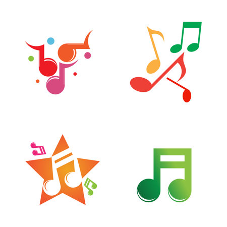 colorful musical notes on a white backgroundのイラスト素材
