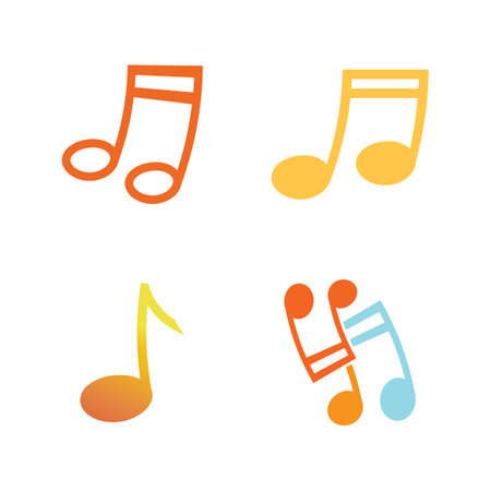 colorful musical notes on a white backgroundのイラスト素材