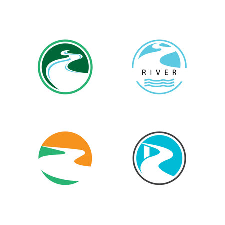 River logo vector template and symbolのイラスト素材