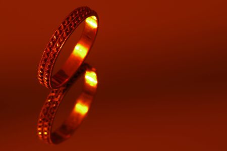 gold ring on a mirrorの写真素材