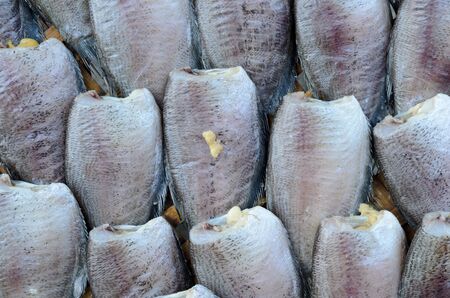 Dried fish in market for saleの写真素材