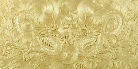 dragons in chinese style on wallの写真素材