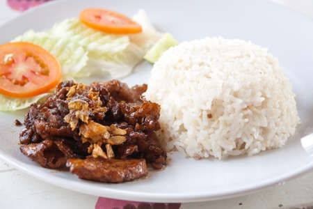 Pork fried rice garlicの写真素材