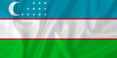 Uzbekistan waving flagの写真素材