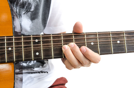 Playing on acoustic guitar