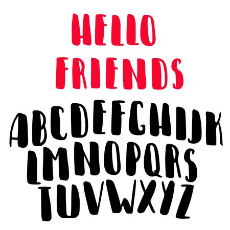 Calligraphic vector font. Handwritten brush style modern calligraphy typeface. Hand Lettering and Typography alphabet for Designs: Logos, Packaging Design, Poster. Typographic set.のイラスト素材