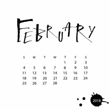 Vector calendar for February 2018.のイラスト素材
