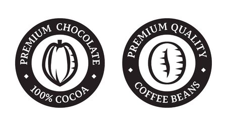 Premium coffee and cocoa labels for food packaging. EPS 10. CMYKのイラスト素材