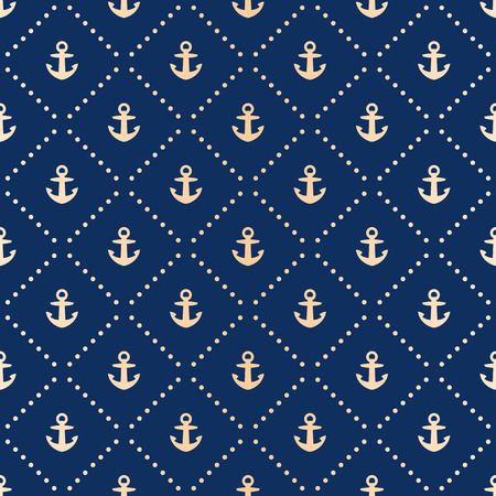 Seamless pattern with dots and anchors. EPS 10. RGBのイラスト素材