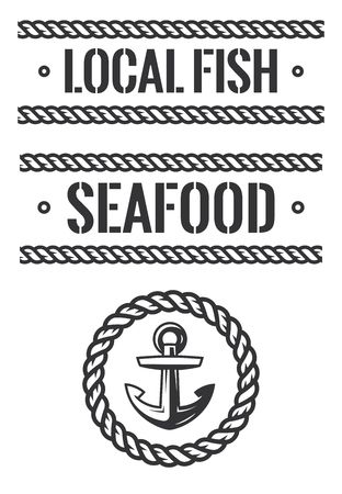 Set of nautical elements for restaurant menu. EPS 10. RGBのイラスト素材