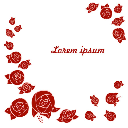 frame from flowers red roses on a white background. for presentations, covers, backgroundのイラスト素材
