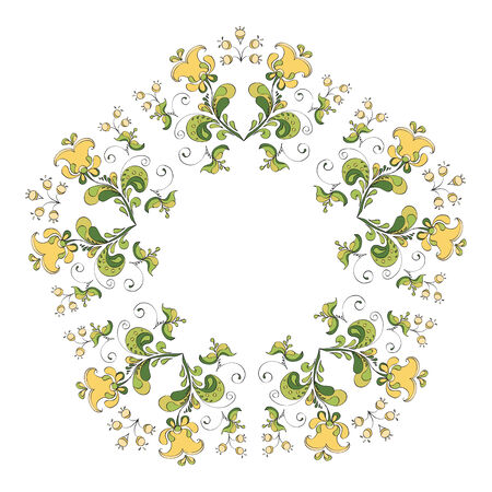 Ornate round lace pattern, circle background with floral details.のイラスト素材