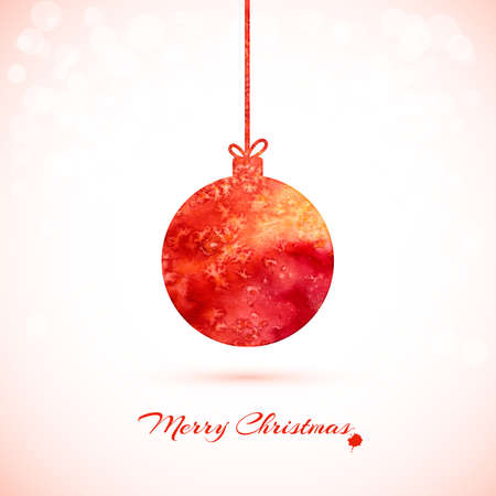 Watercolor Christmas card with Christmas ball. Vector illustrationのイラスト素材