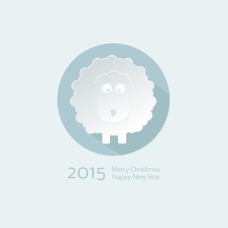 Chinese Zodiac 2015 - Year of the Sheep, Ram, Goat. Flat style. Merry Christmas decoration. Happy New year background. Design elementのイラスト素材