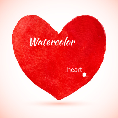 Watercolor painted red heart, vector element for your designのイラスト素材