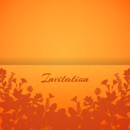 Orange painted leaves vector greeting card templateのイラスト素材