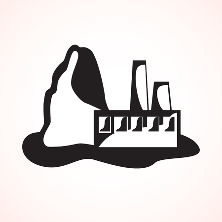 Industrial plant ferrous metallurgy. black and white stylized vector illustration.のイラスト素材