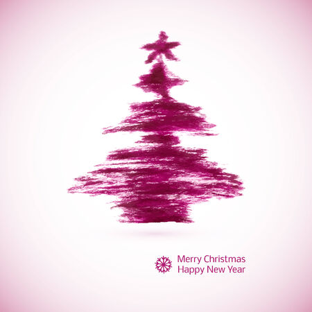 Watercolor Christmas card with christmas tree. Vector illustrationのイラスト素材
