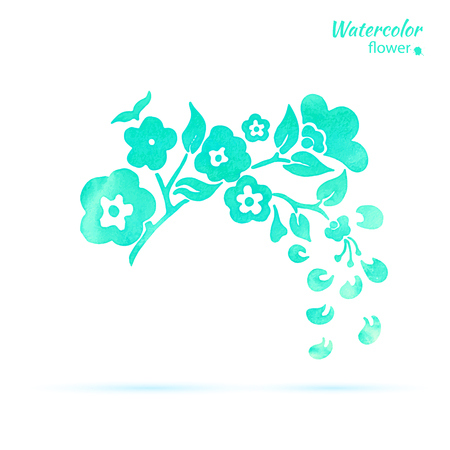 Design element - watercolor stylized cherry blossom. vector illustration.のイラスト素材