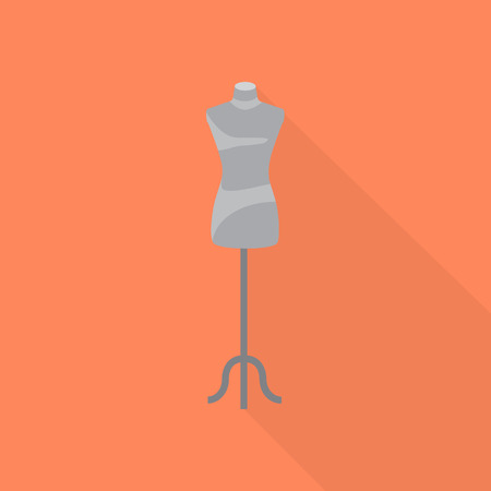 Light gray sewing mannequin in a flat style on a pink background.のイラスト素材