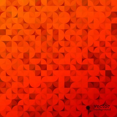 Geometric pattern of circles. Mosaic in red colors in retro style. Vector illustrationのイラスト素材