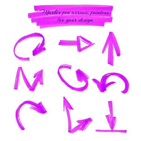 Arrows and pointers pink marker for your design, isolated on white background. vector illustrationのイラスト素材