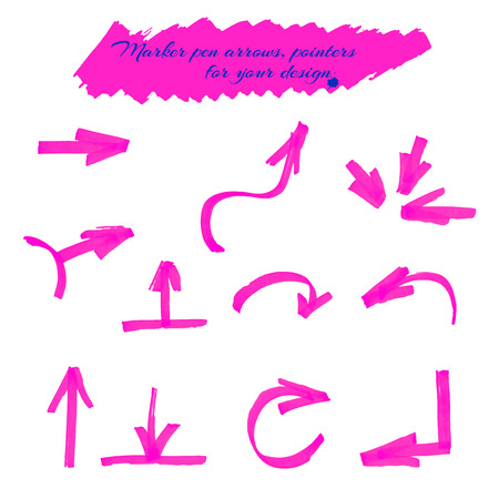 Arrows and pointers pink marker for your design, isolated on white background. vector illustrationのイラスト素材
