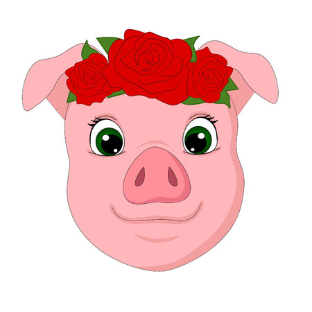 vector illustration of pig cartoonのイラスト素材