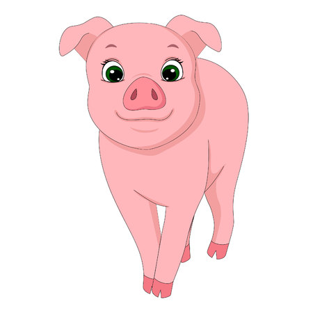 vector illustration of pig cartoonのイラスト素材