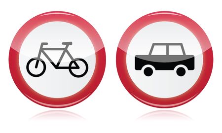 Car and bike icons road signsのイラスト素材