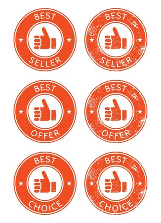 Best seller, choice, offer retro grunge badgesのイラスト素材