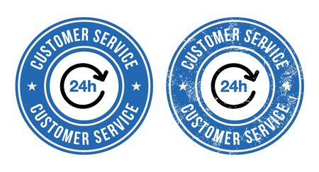 24h customer service retro badgesのイラスト素材