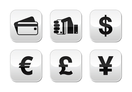 Payment methods buttons set - credit card, by cash - currencyのイラスト素材