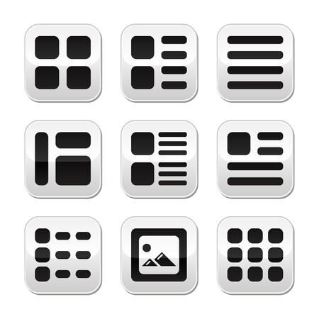 Website gallery view Display options buttons set - list, gridのイラスト素材