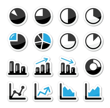 Chart graph black and blue icons as labelsのイラスト素材