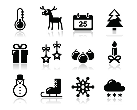 Christmas winter black icons setのイラスト素材
