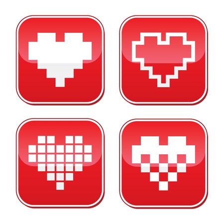 Pixel heart love vector buttons setのイラスト素材
