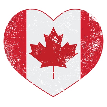Canada heart retro flagのイラスト素材