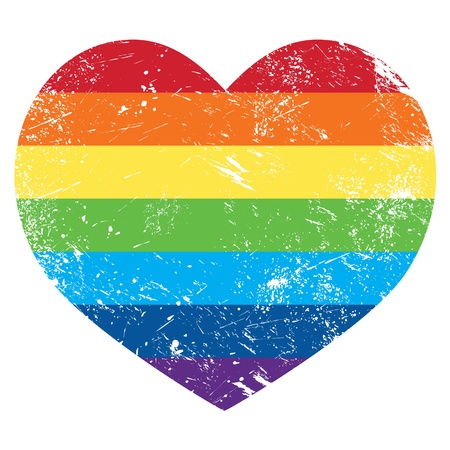 Gay rights rainbow retro heart flagのイラスト素材