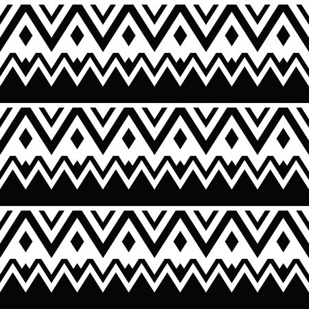 Aztec seamless pattern, tribal black and white backgroundのイラスト素材