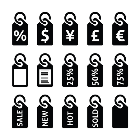 Shopping, price tag, sale vector icons setのイラスト素材